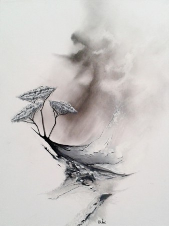 Où va le monde, orage sur les pins (60x50cm)